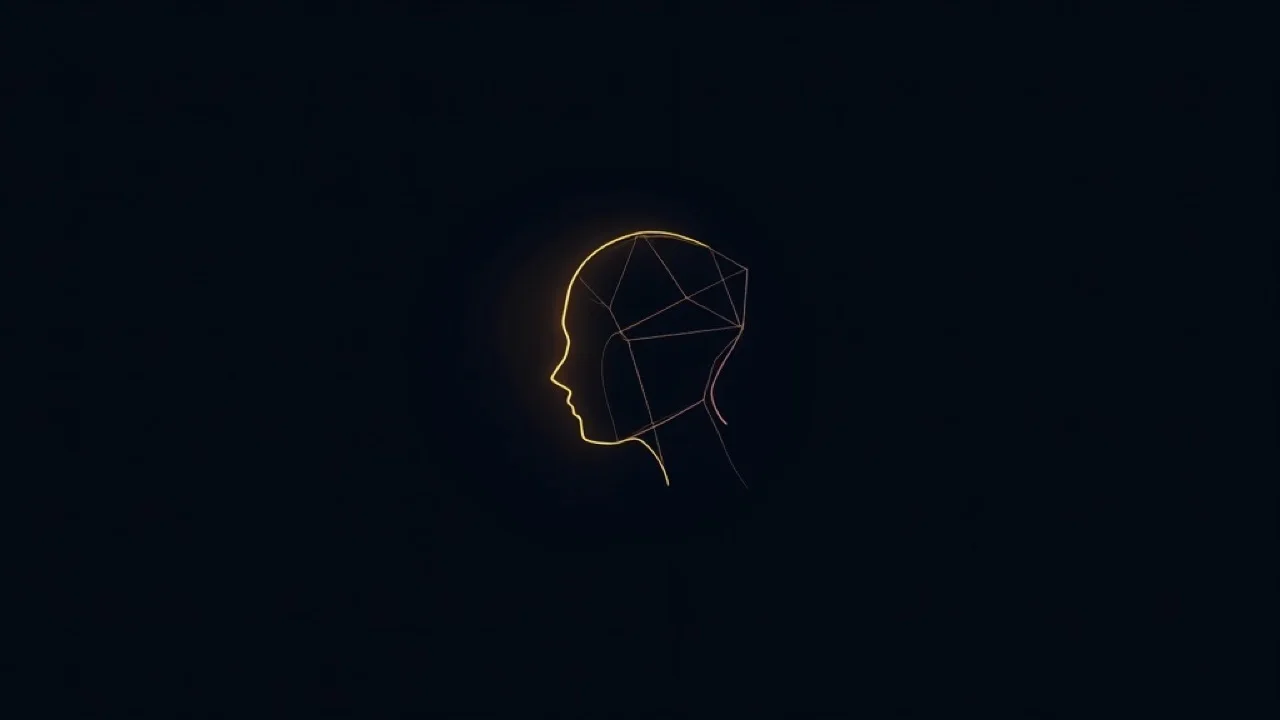 Konturenhafte Kopfsilhouette aus Drahtgitterlinien als Sinnbild für eine Identität ohne erkennbare Person