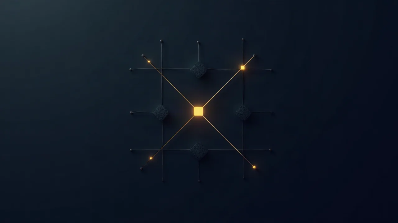 Gitter aus goldenen Linien mit einem hervorgehobenen Widerspruchspunkt