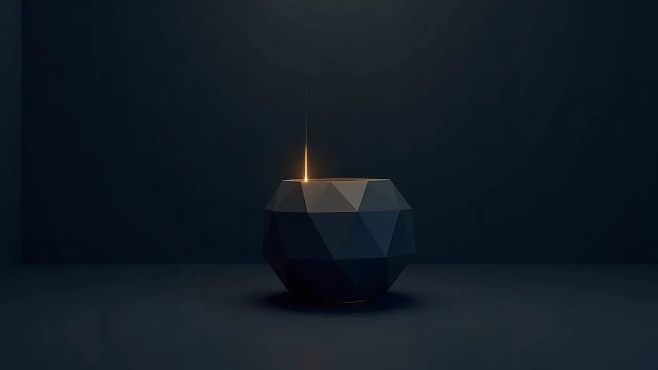 Ein geschlossenes dunkles Gefaess, aus dem ein einzelner schmaler Lichtkanal austritt